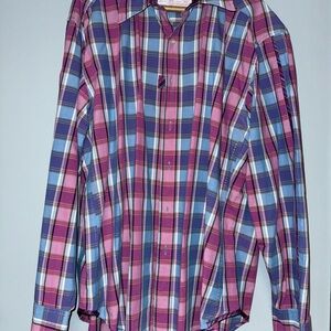 Robert Graham Freshly Laundered Shirt Men's Pink Blue Plaid Long Sleeve Shirt XL